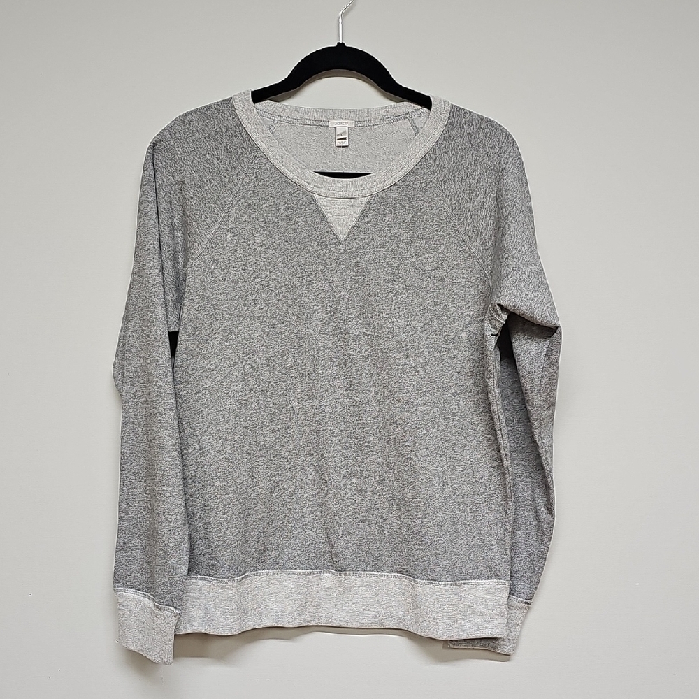 J. Crew Cotton Crewneck Sweatshirt, Heather Gray 2 Tone, Size Large, New